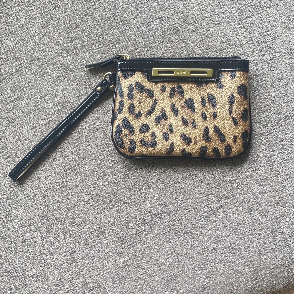 Nine West Leopard Print Wristlet Clutch in Brown and Black